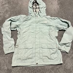 North Face Jacket Womens Large Compass AW7H Nylon Hooded Ski Coat Hyvent **